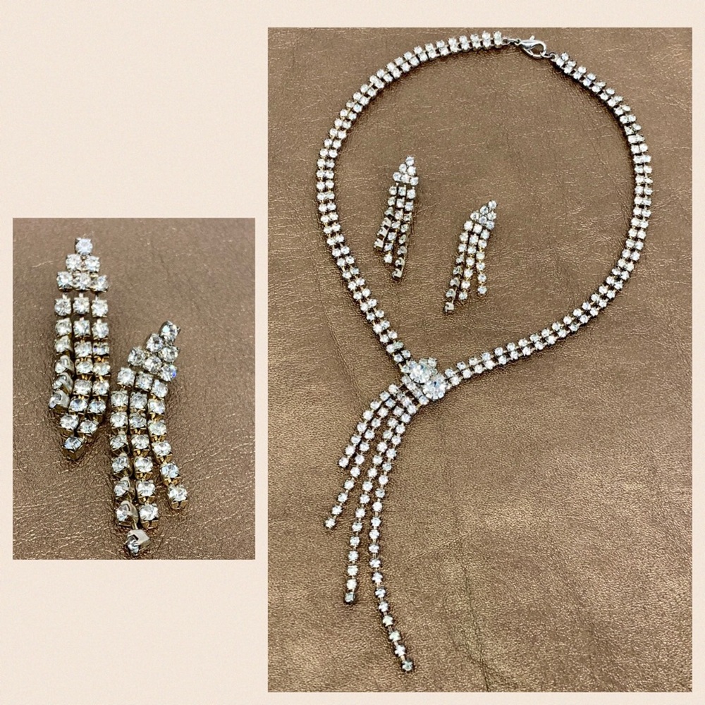 Vintage Crystal Necklace & Earring Set